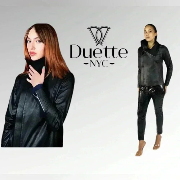 Duette NYC, Vegan Matte Leather Biker Jacket, Large, Black - Picture 3 of 13